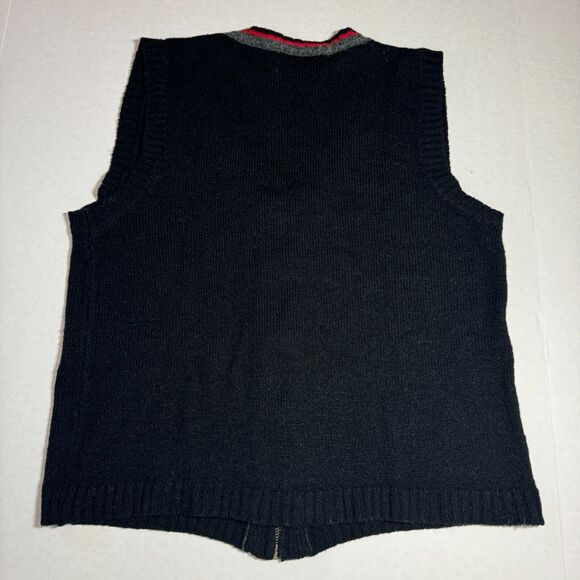 Erika & Co Vintage Knit V-neck Zip Up Sweater Vest Black Wool Blend Size Medium - Picture 2 of 3
